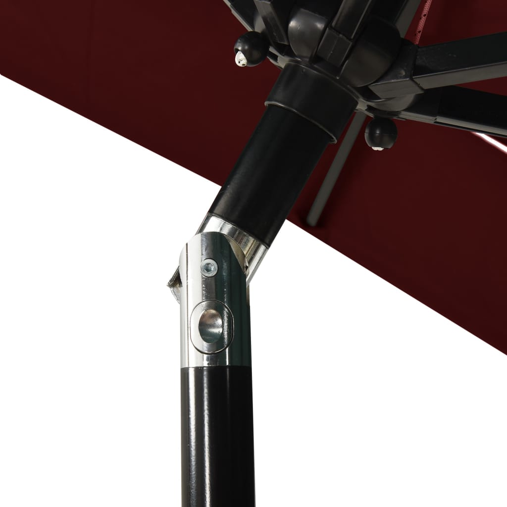 3-Tier Garden Parasol with Aluminium Pole Bordeaux Red 2x2 m