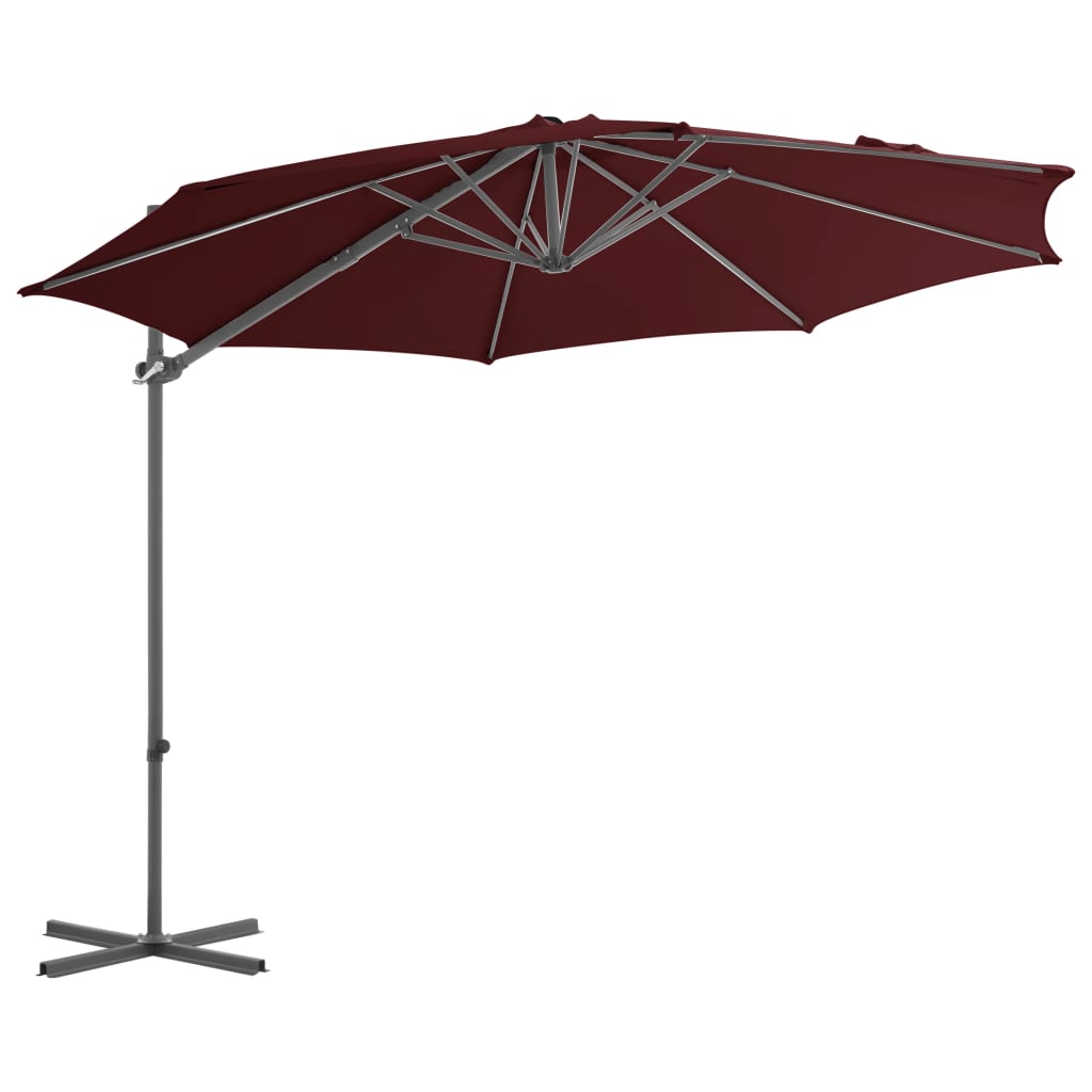 Cantilever Garden Parasol with Steel Pole Bordeaux Red 300 cm