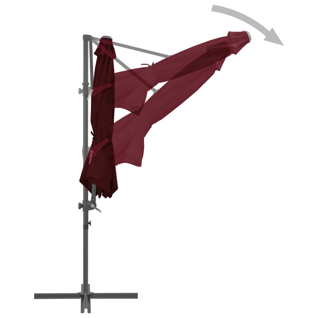 Cantilever Garden Parasol with Steel Pole Bordeaux Red 300 cm
