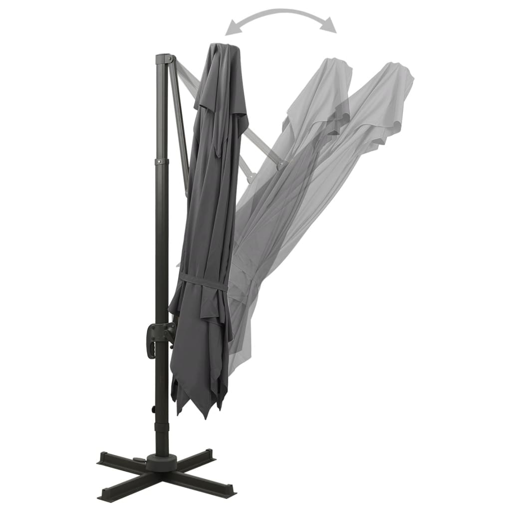 Cantilever Garden Parasol with Double Top 300x300 cm Anthracite