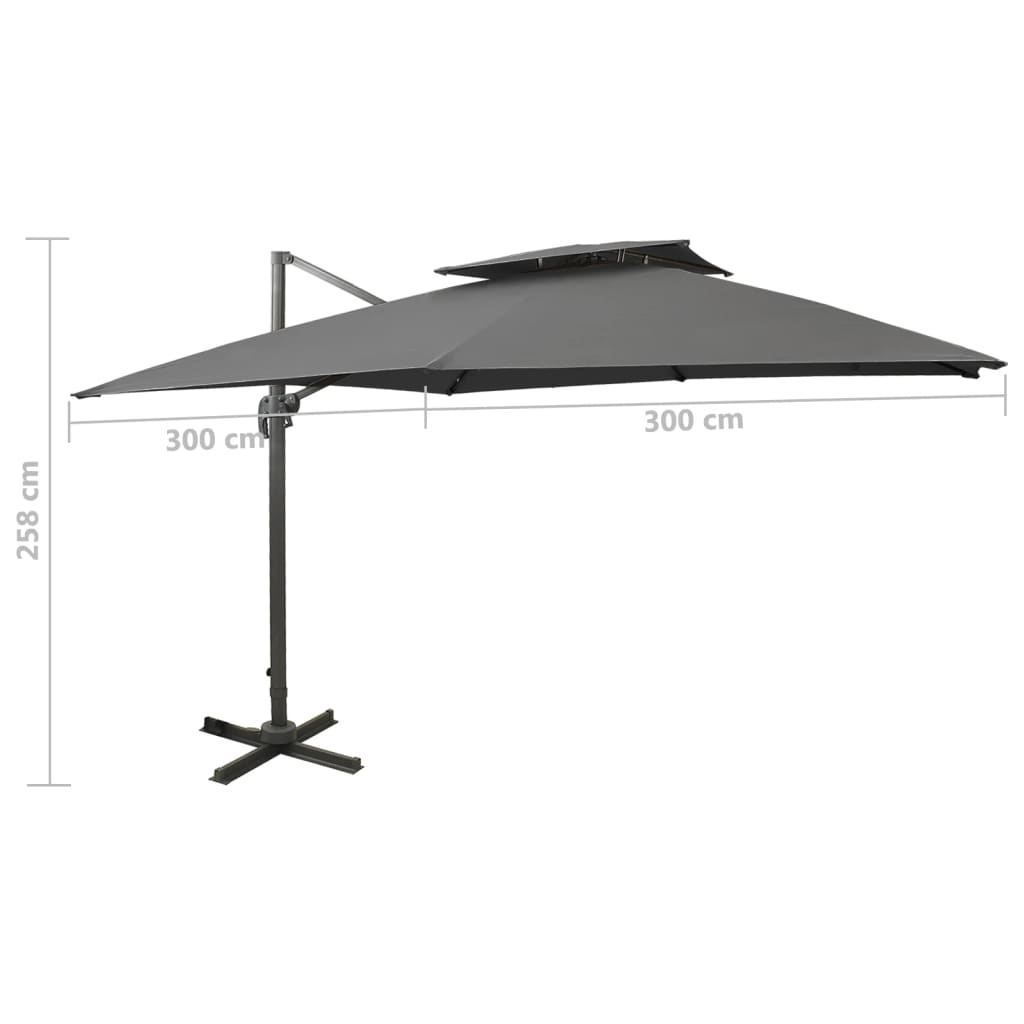 Cantilever Garden Parasol with Double Top 300x300 cm Anthracite
