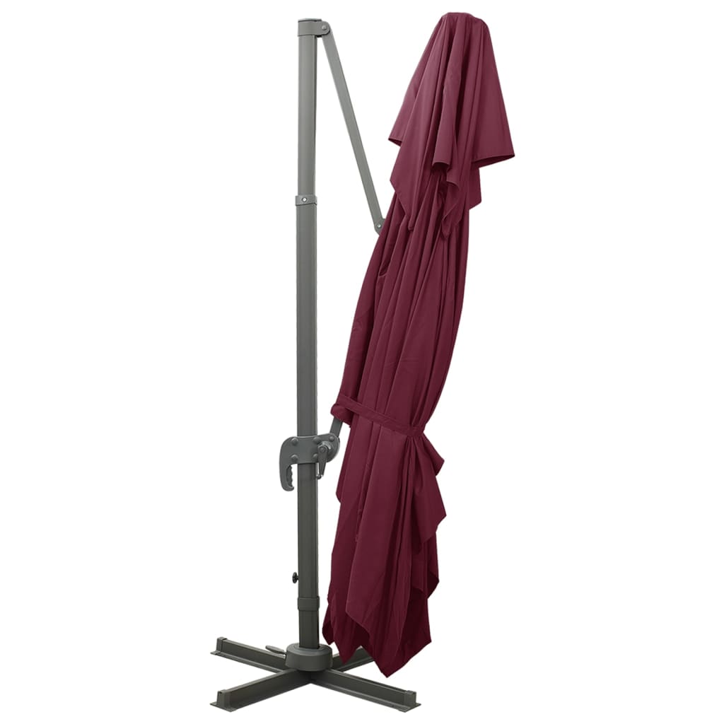 Cantilever Garden Parasol with Double Top Bordeaux Red 400x300 cm