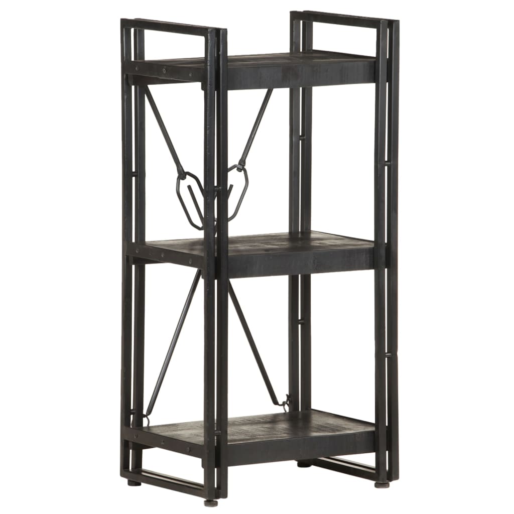 3-Tier Bookcase Black 40x30x80 cm Solid Mango Wood