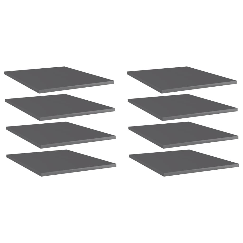 Bookshelf Boards 8 pcs High Gloss Grey 40x50x1.5 cm Engineered Wood