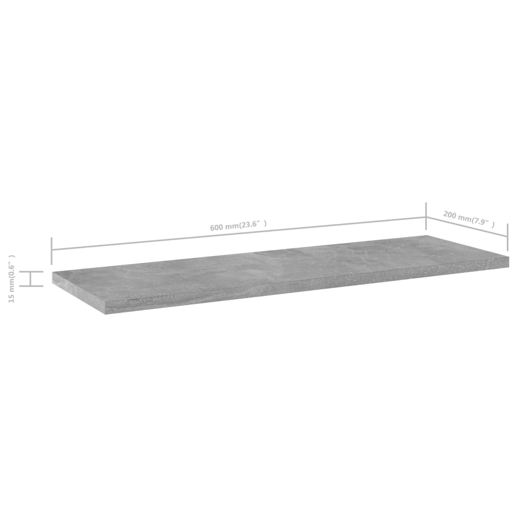 Bookshelf Boards 4 pcs Concrete Grey 60x20x1.5 cm Engineered Wood