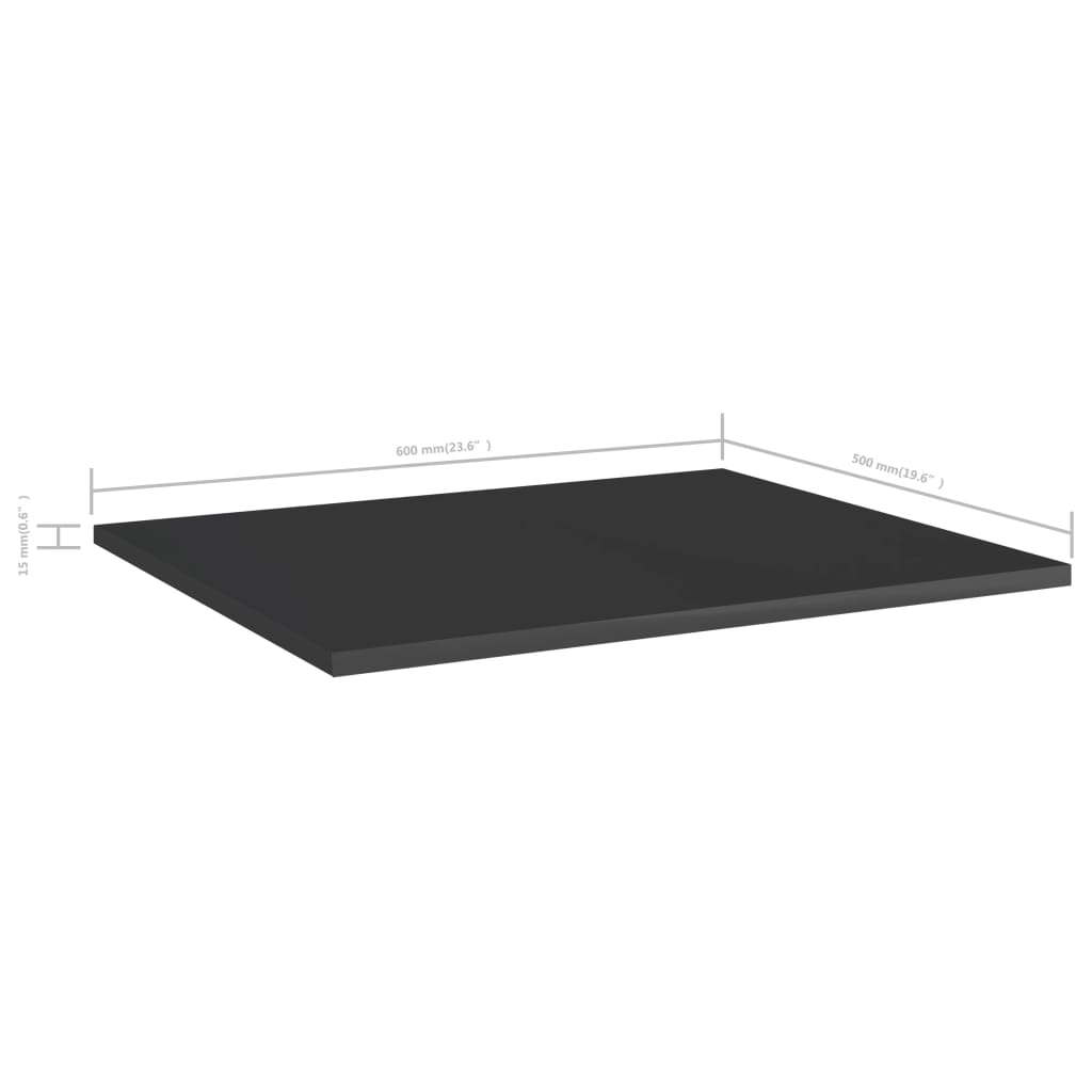 Bookshelf Boards 8 pcs High Gloss Black 60x50x1.5 cm Engineered Wood