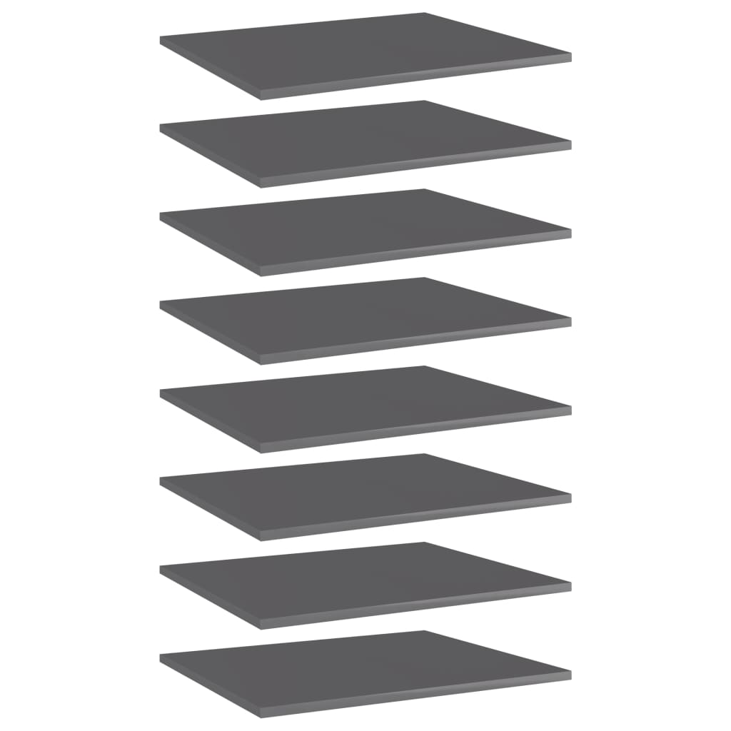 Bookshelf Boards 8 pcs High Gloss Grey 60x50x1.5 cm Engineered Wood