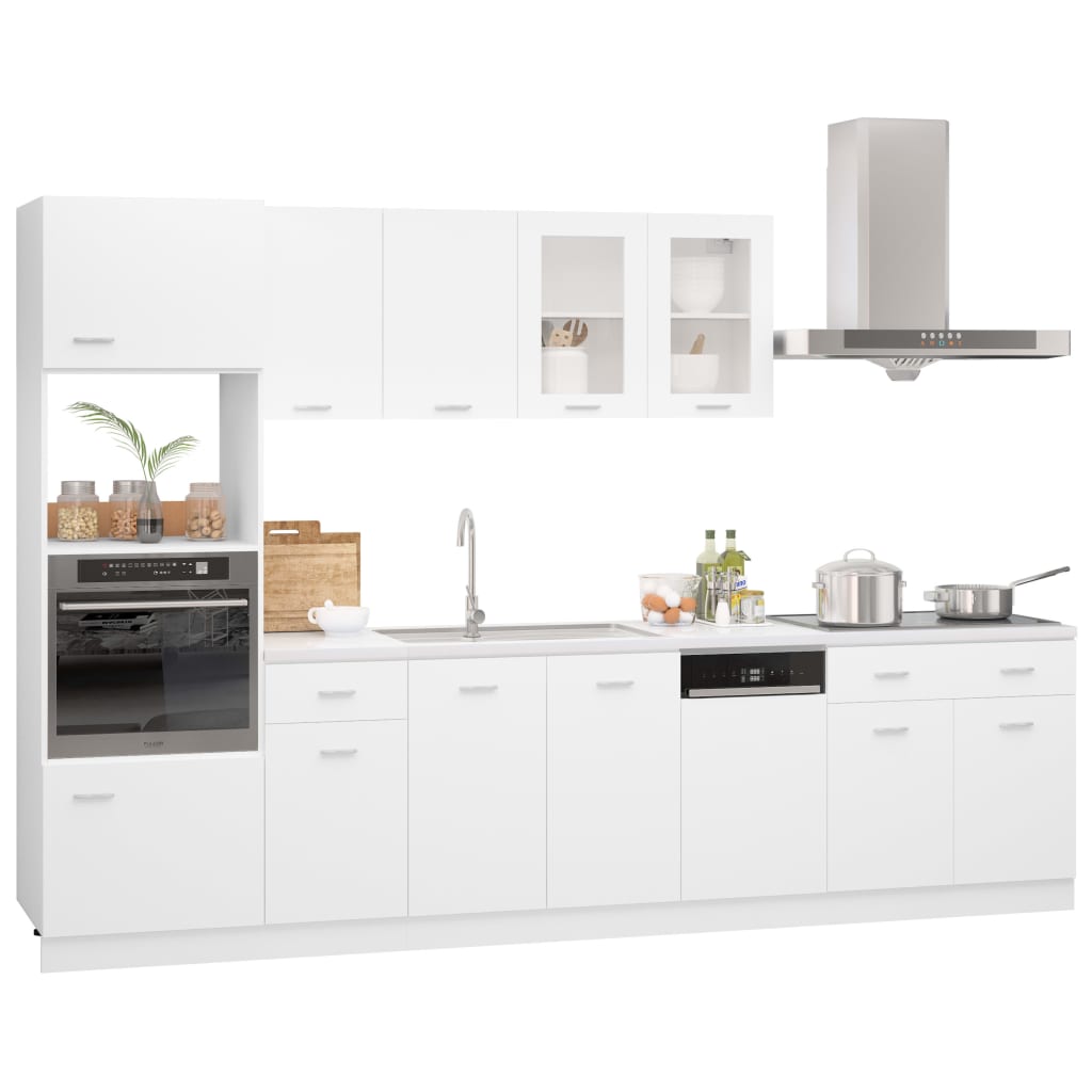 7 Piece Kitchen Cabinet Set Lyon White Engineered Wood