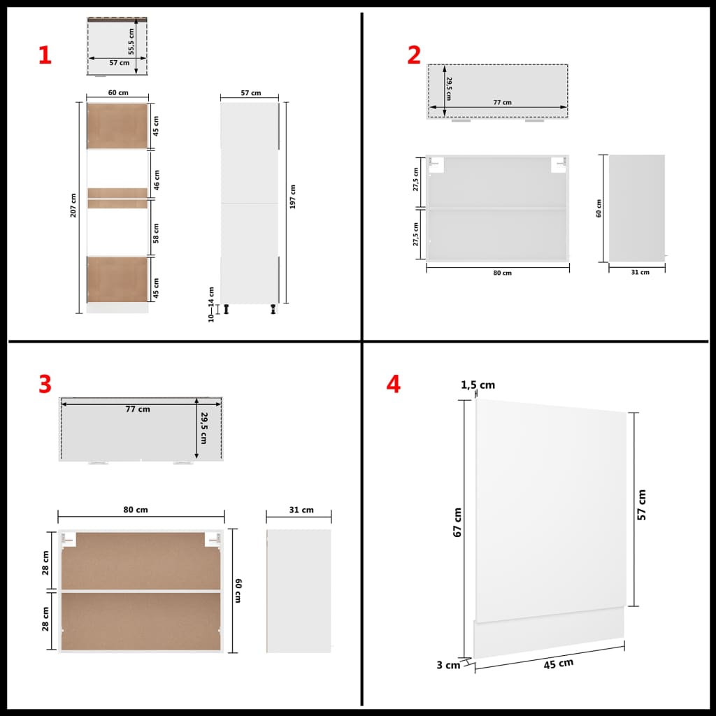 7 Piece Kitchen Cabinet Set Lyon White Engineered Wood
