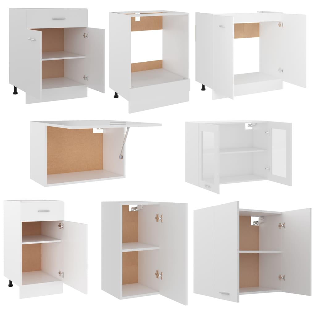 8 Piece Kitchen Cabinet Set Lyon White Engineered Wood