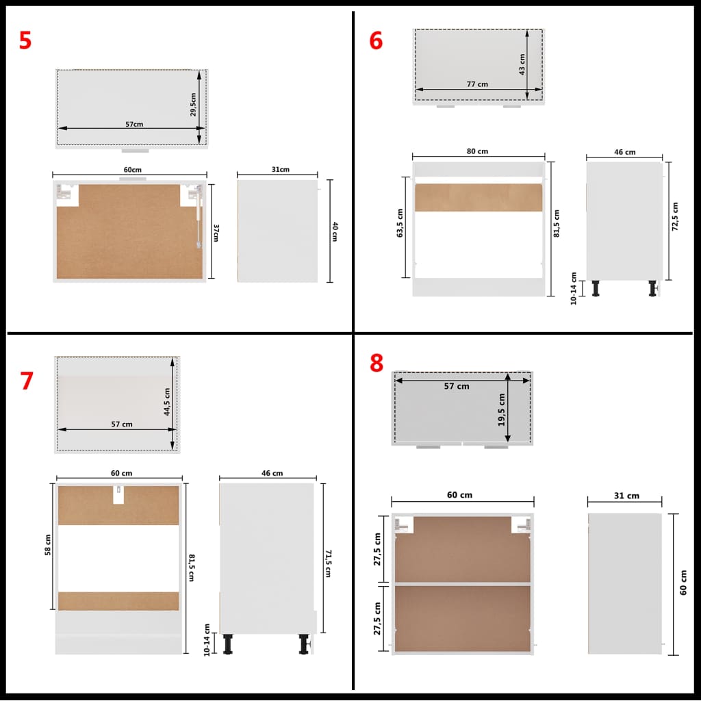8 Piece Kitchen Cabinet Set Lyon White Engineered Wood