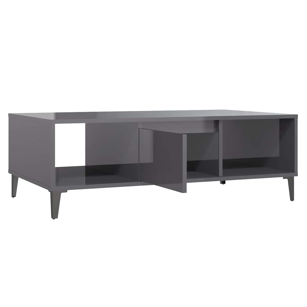 Coffee Table High Gloss Grey 103.5x60x35 cm Engineered Wood