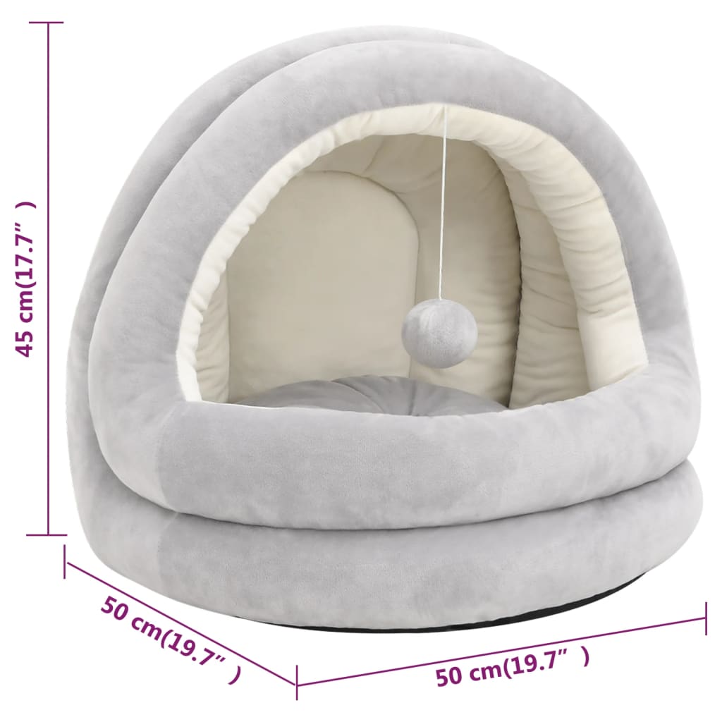 Cat Bed 50x50x45 cm Grey and Cream