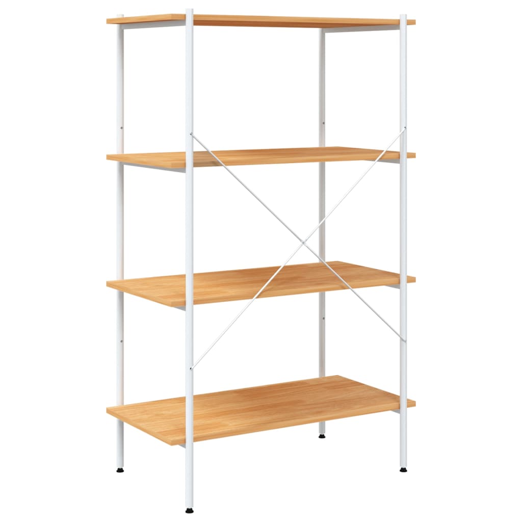 4-Tier Shelving Unit White and Oak 80x40x130 cm