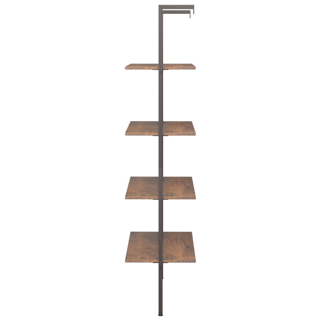 4-Tier Leaning Shelf Dark Brown and Black 64x35x152.5 cm