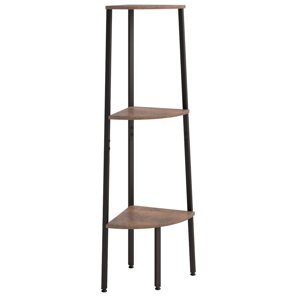3-Tier Corner Shelf Dark Brown and Black 45.5x31.5x120 cm