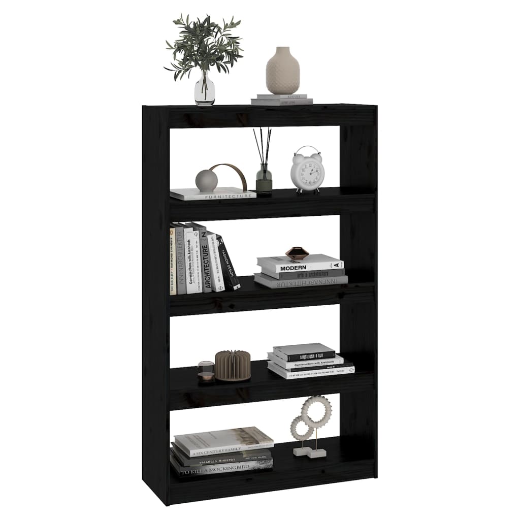 Book Cabinet/Room Divider Black 80x30x135.5 cm Solid Wood Pine