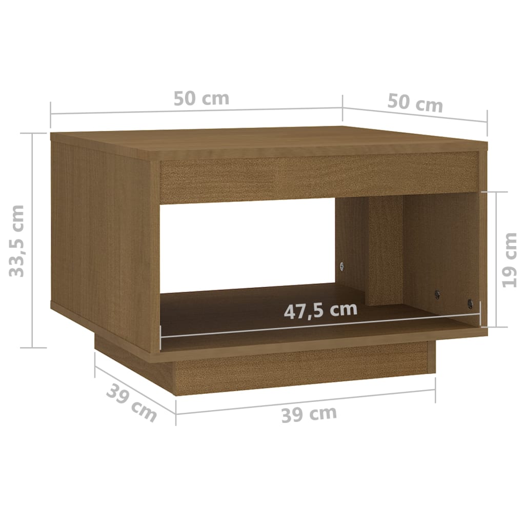 Coffee Table Honey Brown 50x50x33.5 cm Solid Pinewood