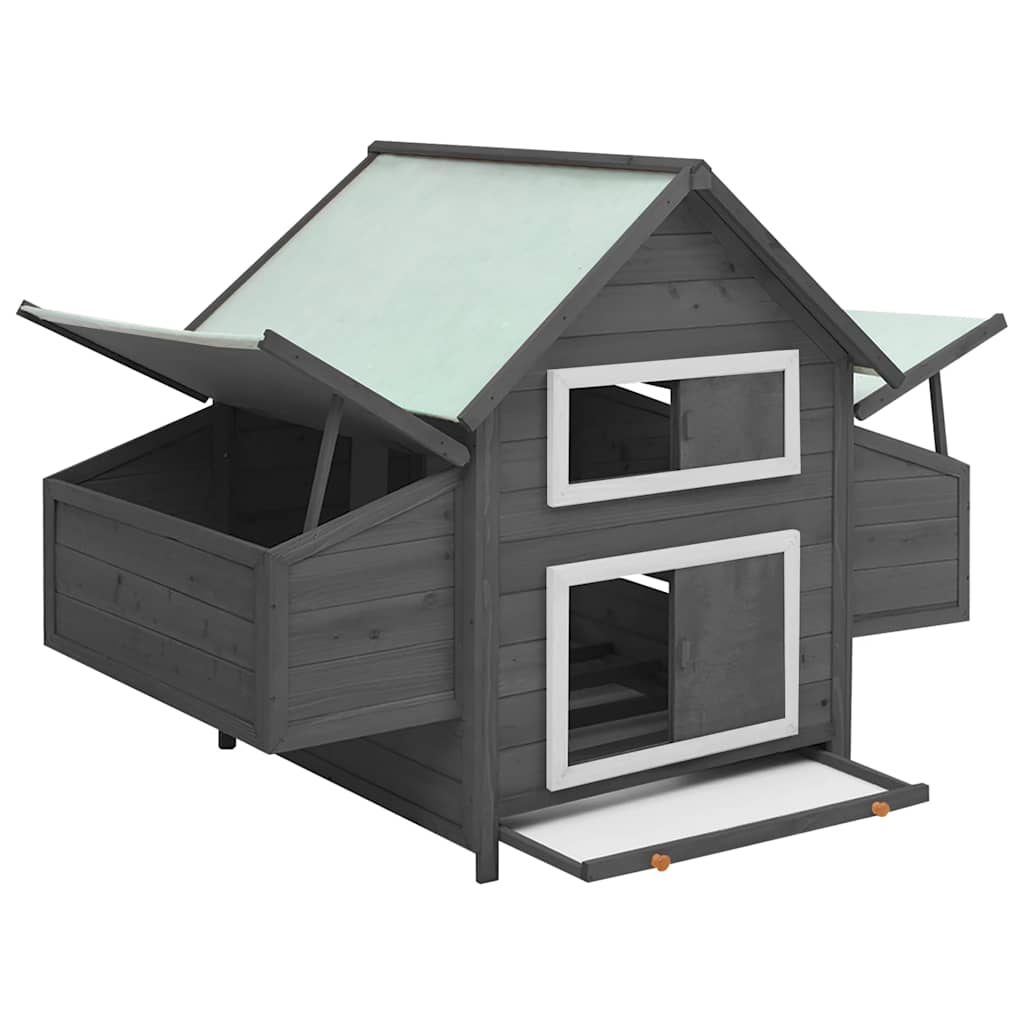 Chicken Coop Grey and White 150x96x110 cm Solid Firwood