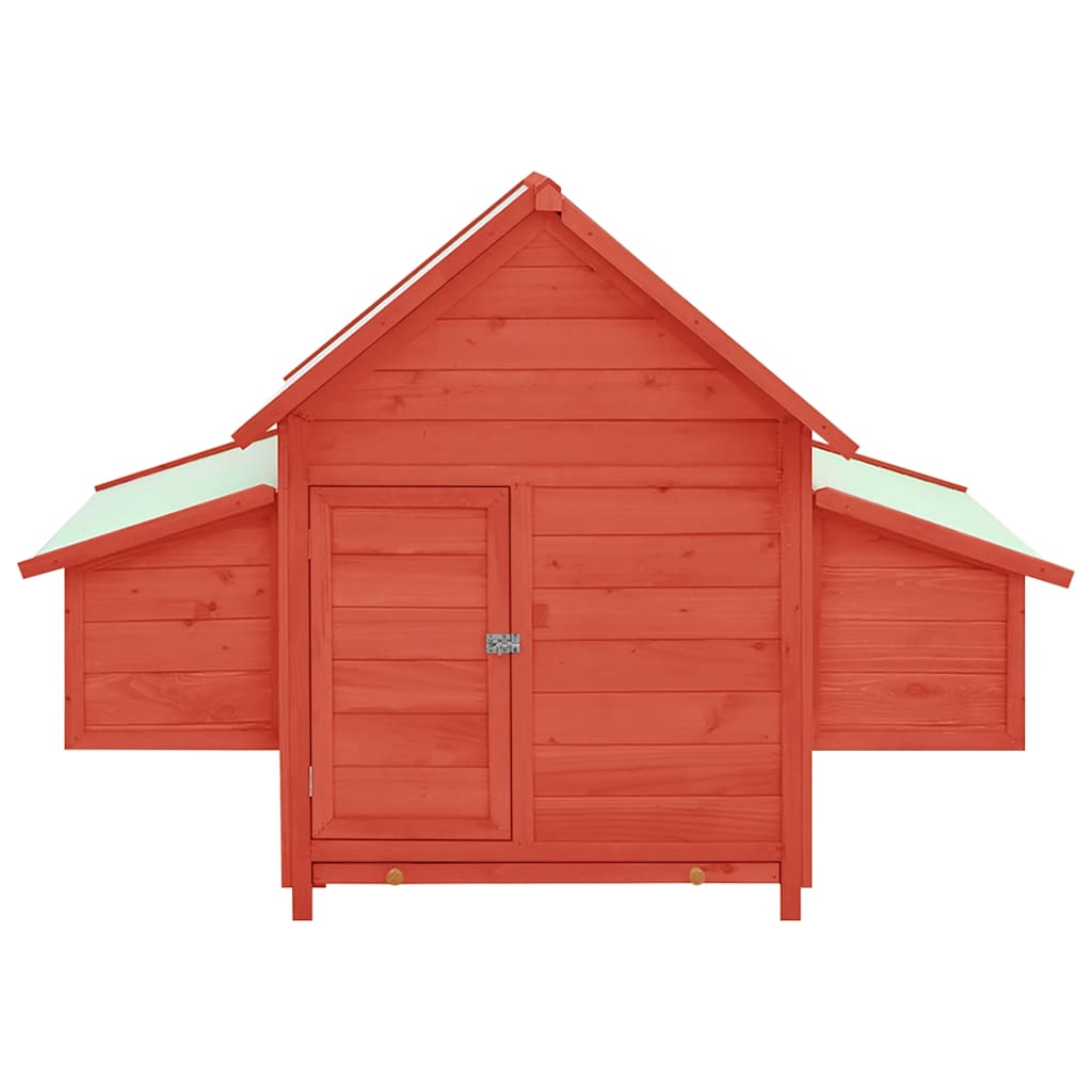 Chicken Coop Red and White 150x96x110 cm Solid Firwood