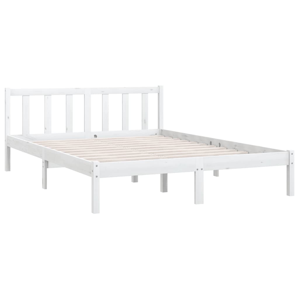 810078 vidaXL Bed Frame without Mattress White Solid Wood 120x200 cm