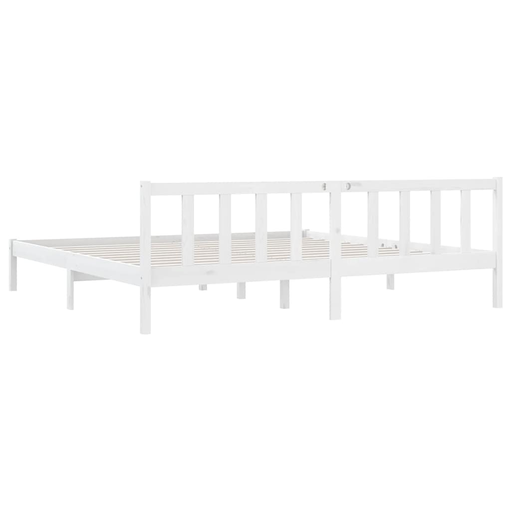 810103 vidaXL Bed Frame without Mattress White Solid Wood 200x200 cm
