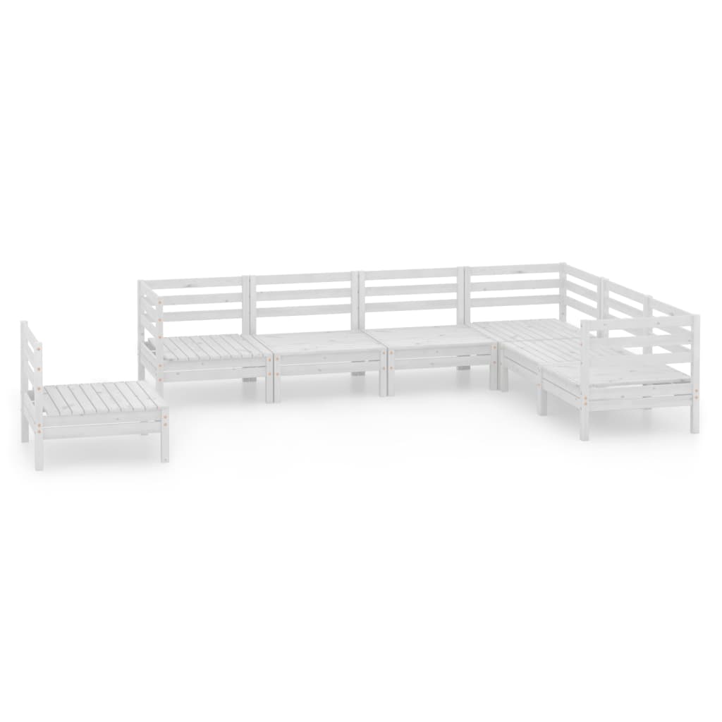 7 Piece Garden Lounge Set Solid Wood Pine White