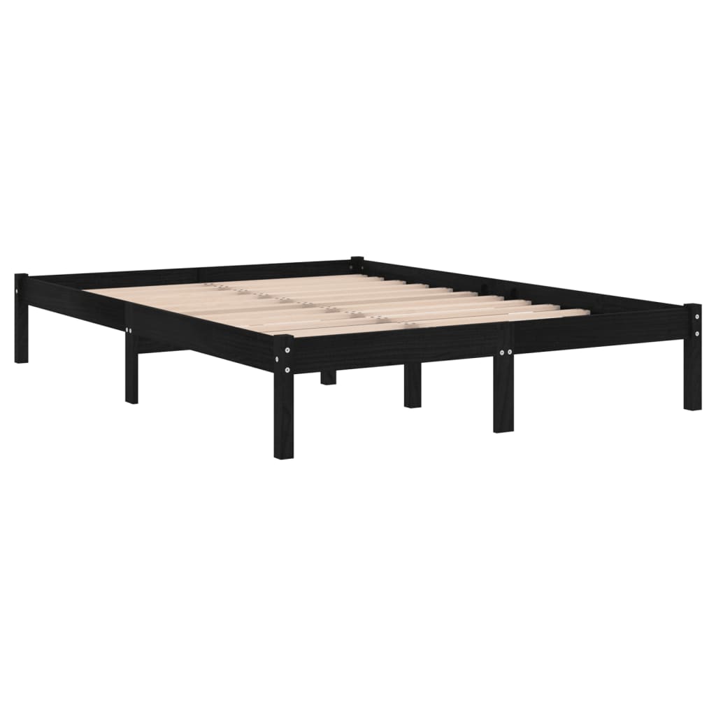 810001 vidaXL Bed Frame without Mattress Black Solid Wood 140x190 cm