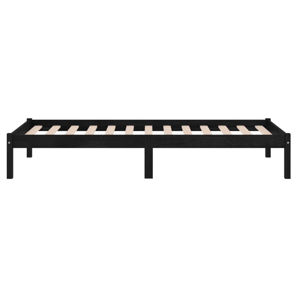 810011 vidaXL Bed Frame without Mattress Black Solid Wood 100x200 cm