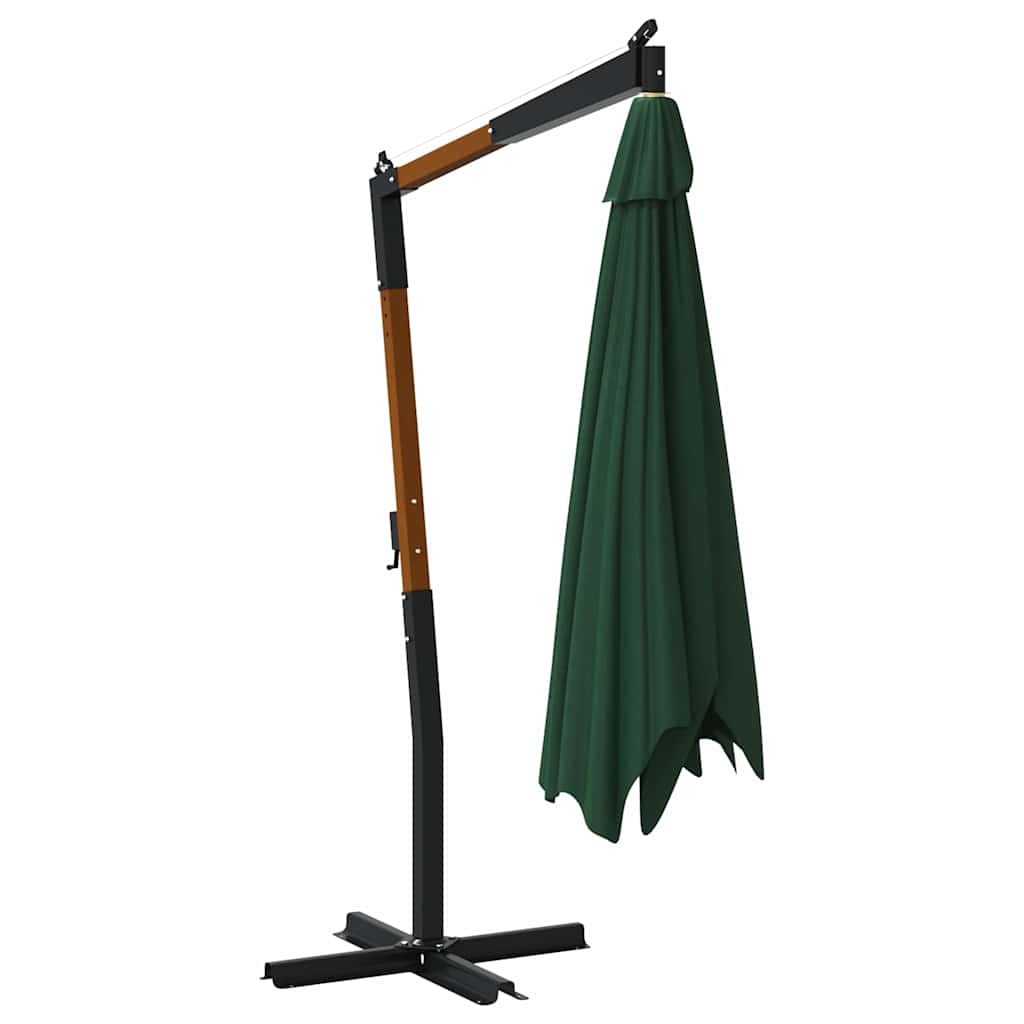 Cantilever Garden Parasol with Wooden Pole 400x300 cm Green