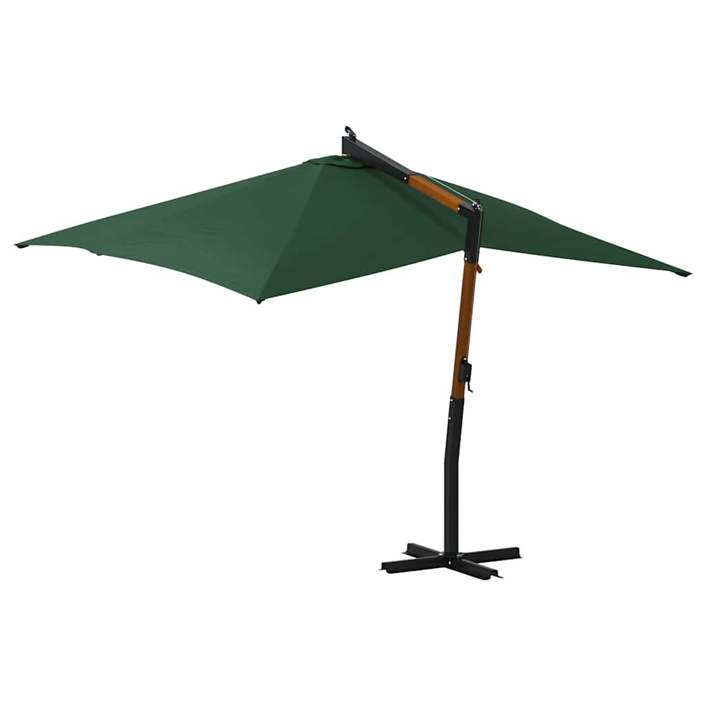 Cantilever Garden Parasol with Wooden Pole 400x300 cm Green