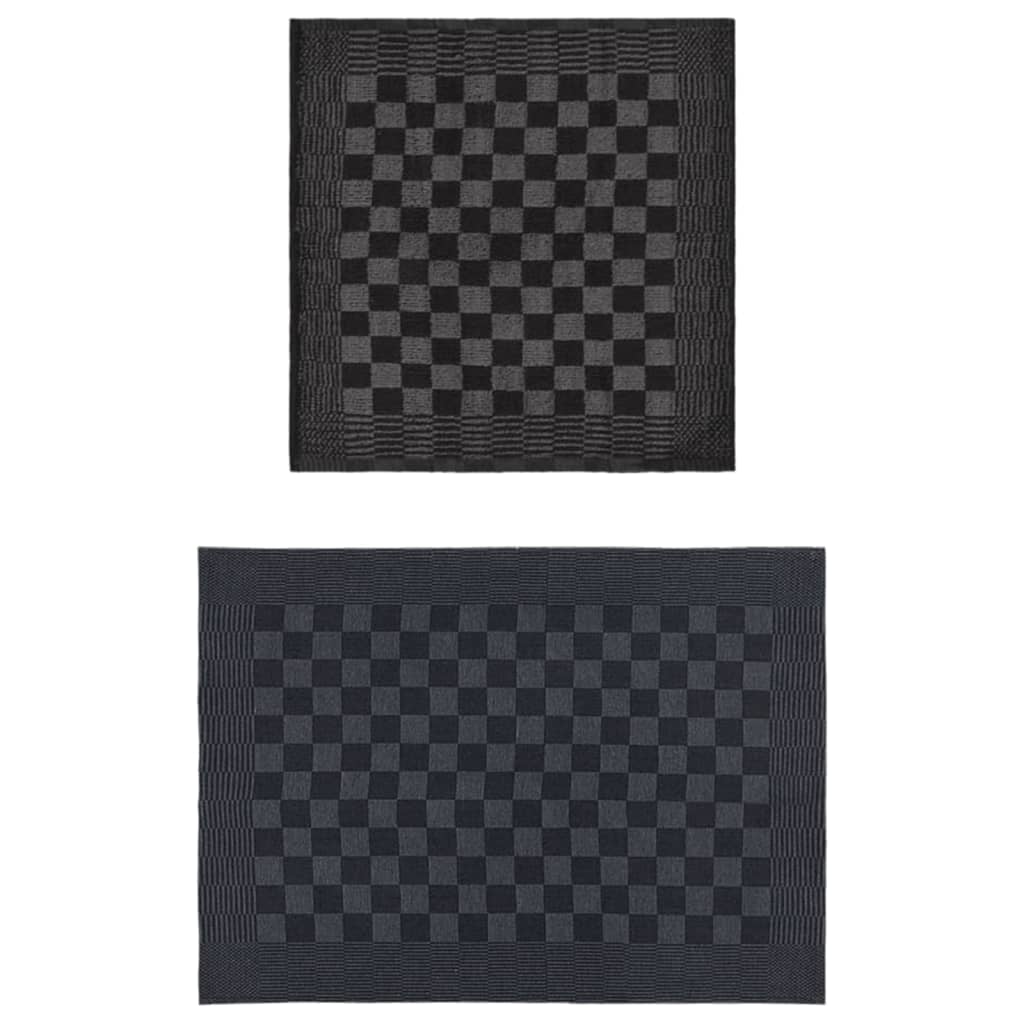 20 Piece Towel Set Black and Grey Cotton