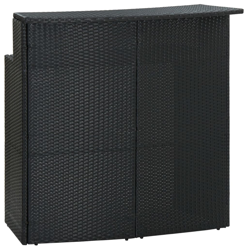 5 Piece Garden Bar Set with Cushions Poly Rattan Black