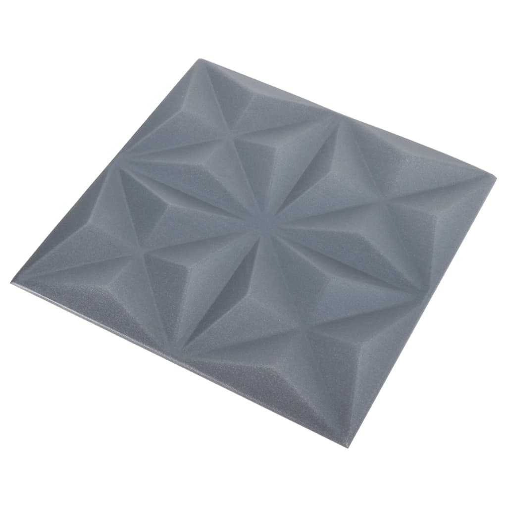 3D Wall Panels 12 pcs 50x50 cm Origami Grey 3 m²