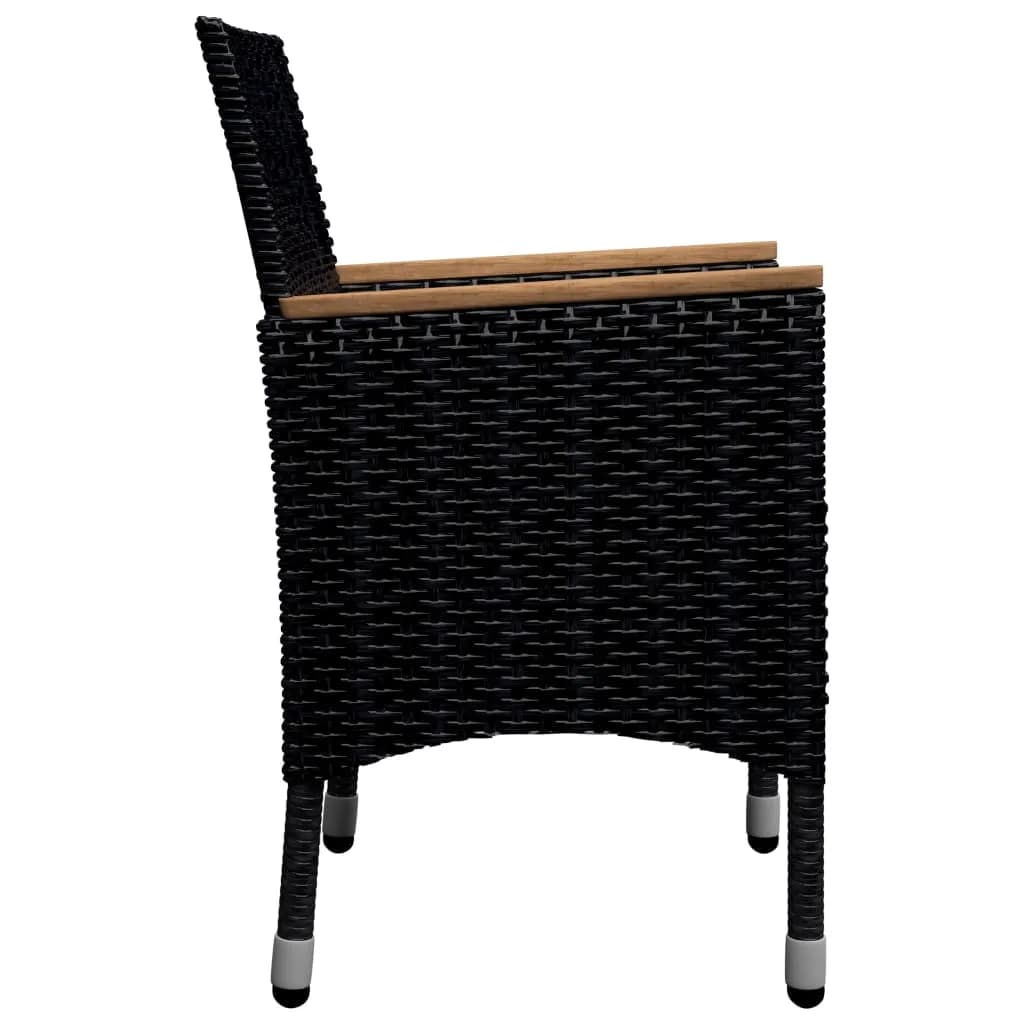 9 Piece Garden Dining Set Poly Rattan and Tempered Glass Black