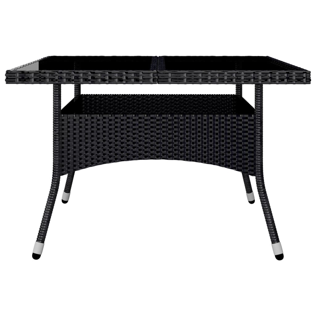 9 Piece Garden Dining Set Poly Rattan and Tempered Glass Black