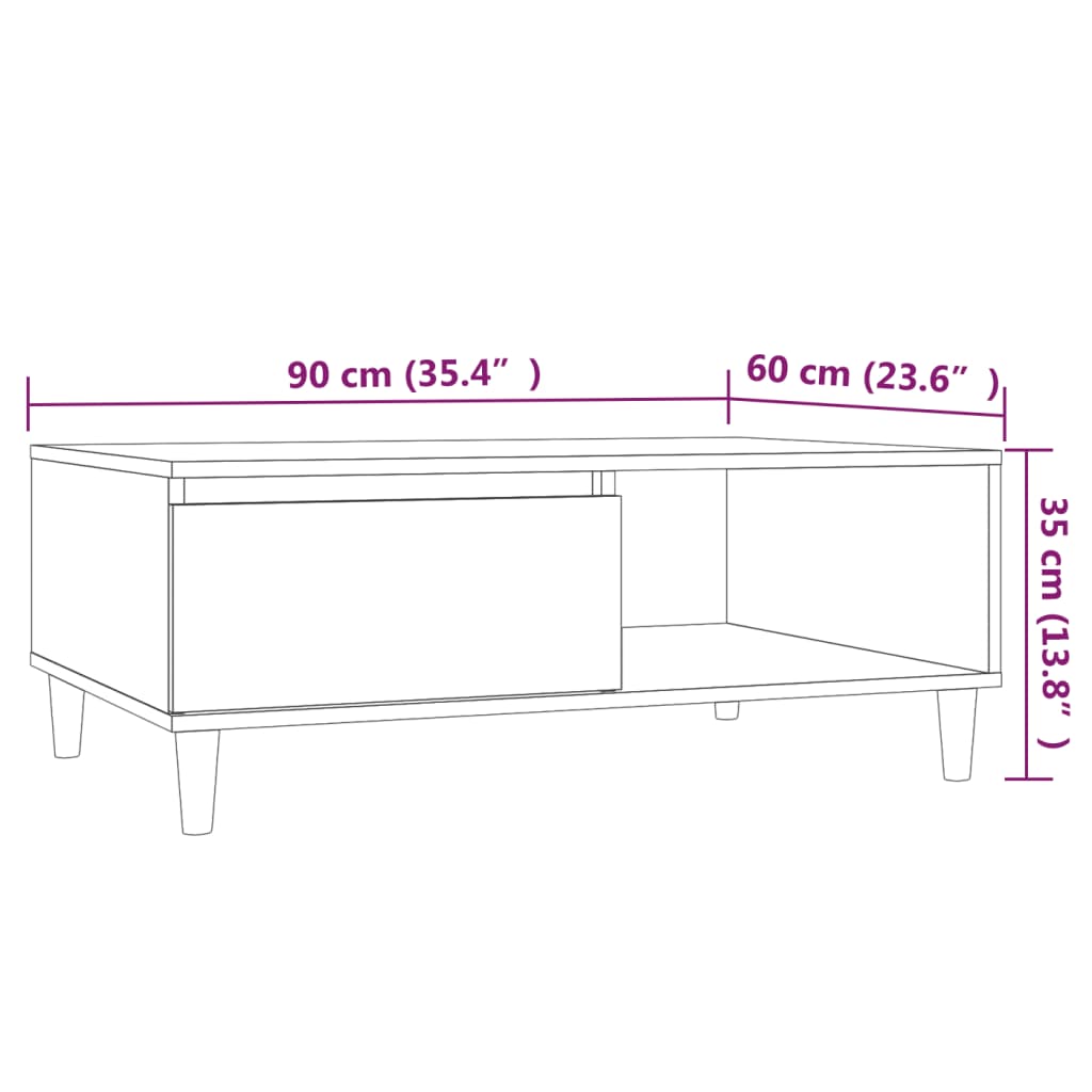 Coffee Table Grey Sonoma 90x60x35 cm Engineered Wood