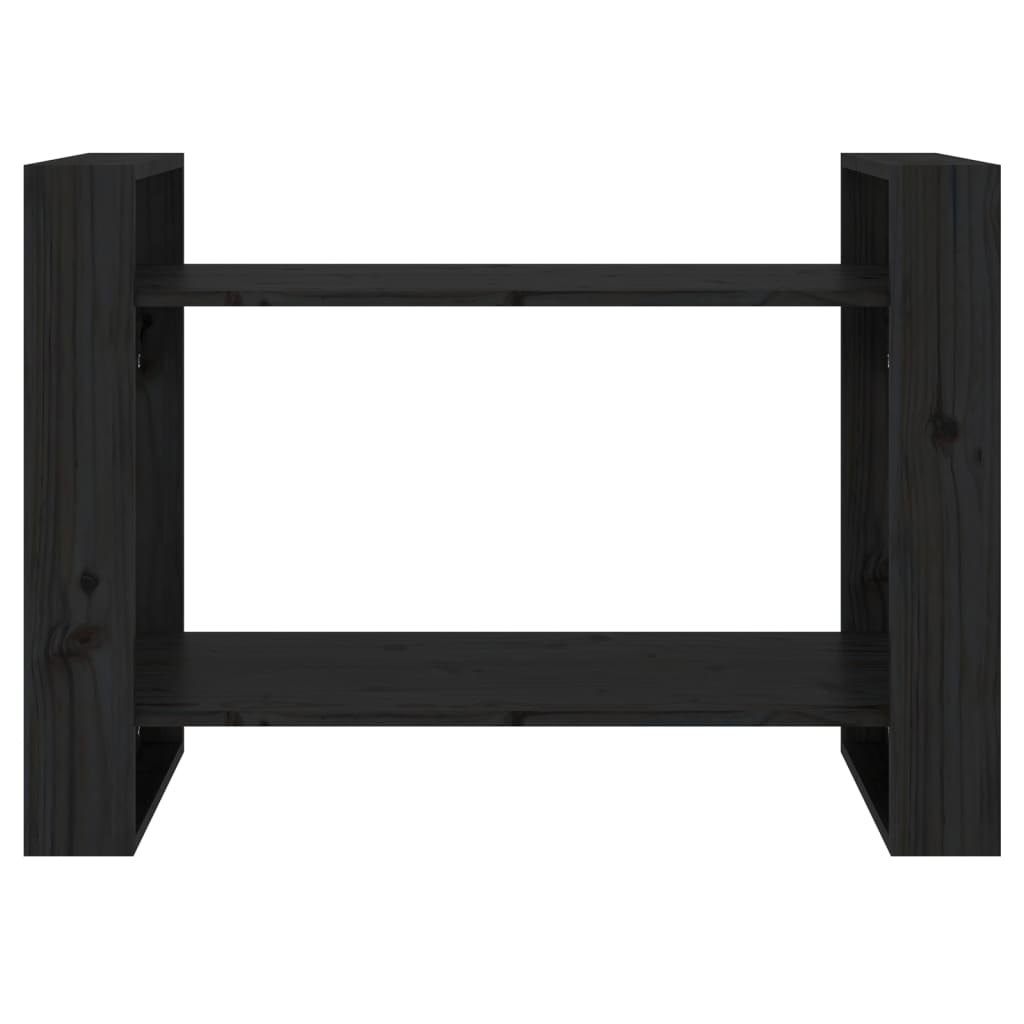 Book Cabinet/Room Divider Black 80x35x56.5 cm Solid Wood Pine