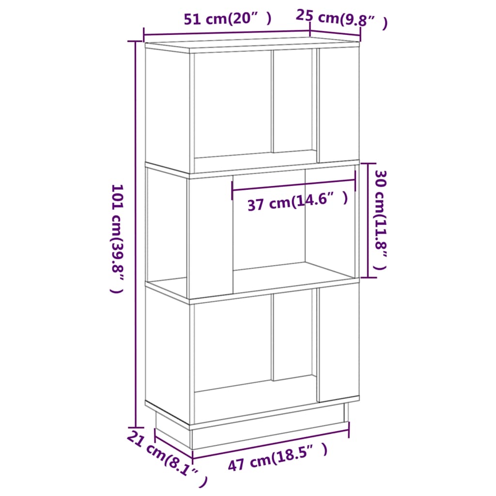Book Cabinet/Room Divider Honey Brown 51x25x101 cm Solid Wood Pine