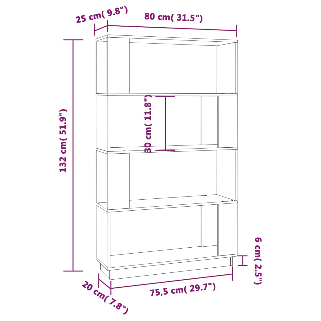 Book Cabinet/Room Divider Honey Brown 80x25x132 cm Solid Wood