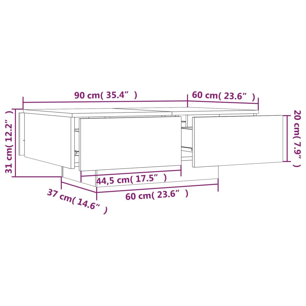 Coffee Table Grey Sonoma 90x60x31 cm Engineered Wood