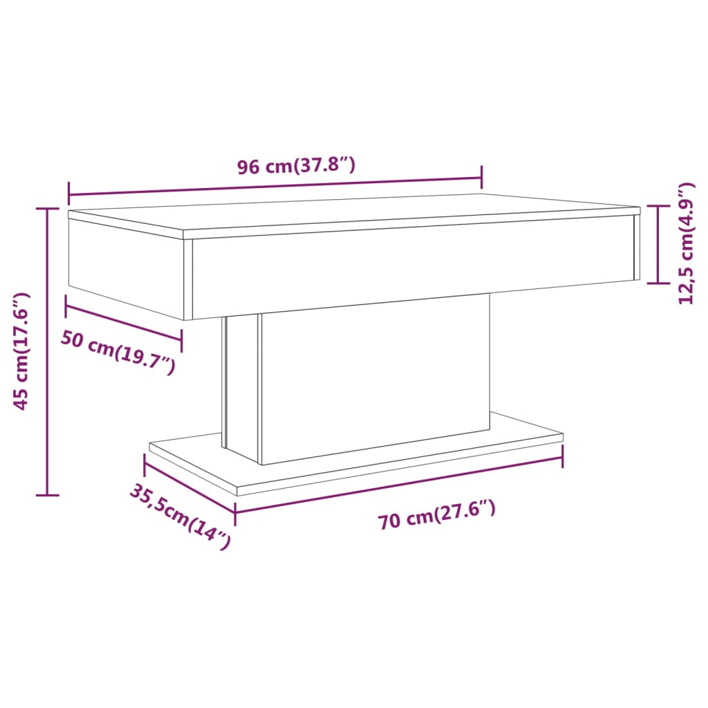 Coffee Table Grey Sonoma 96x50x45 cm Engineered Wood