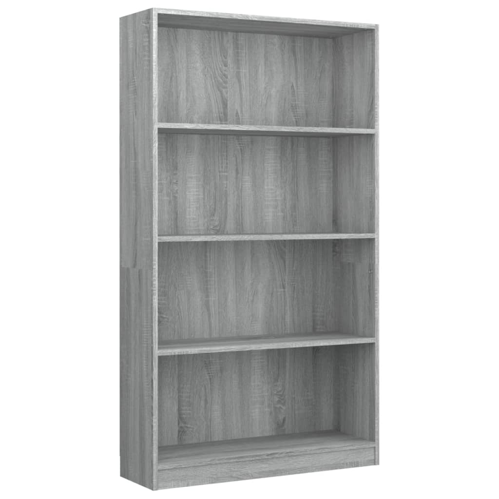 4-Tier Book Cabinet Grey Sonoma 80x24x142 cm Engineered Wood