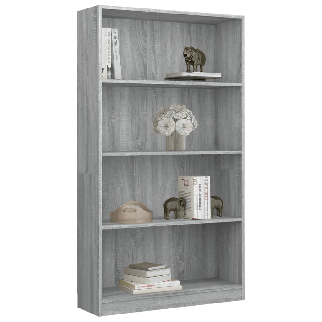 4-Tier Book Cabinet Grey Sonoma 80x24x142 cm Engineered Wood