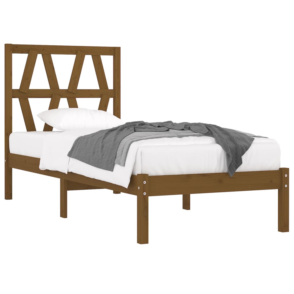 3103991 vidaXL Bed Frame without Mattress Honey Brown Solid Wood 100x200 cm (810010+818608)