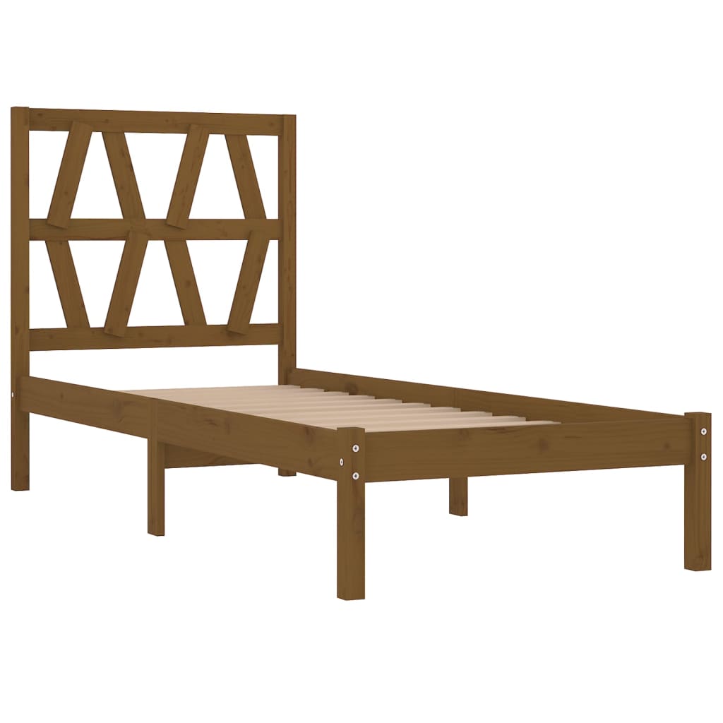 3103991 vidaXL Bed Frame without Mattress Honey Brown Solid Wood 100x200 cm (810010+818608)