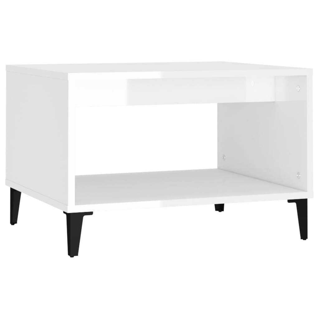 Coffee Table High Gloss White 60x50x40 cm Engineered Wood