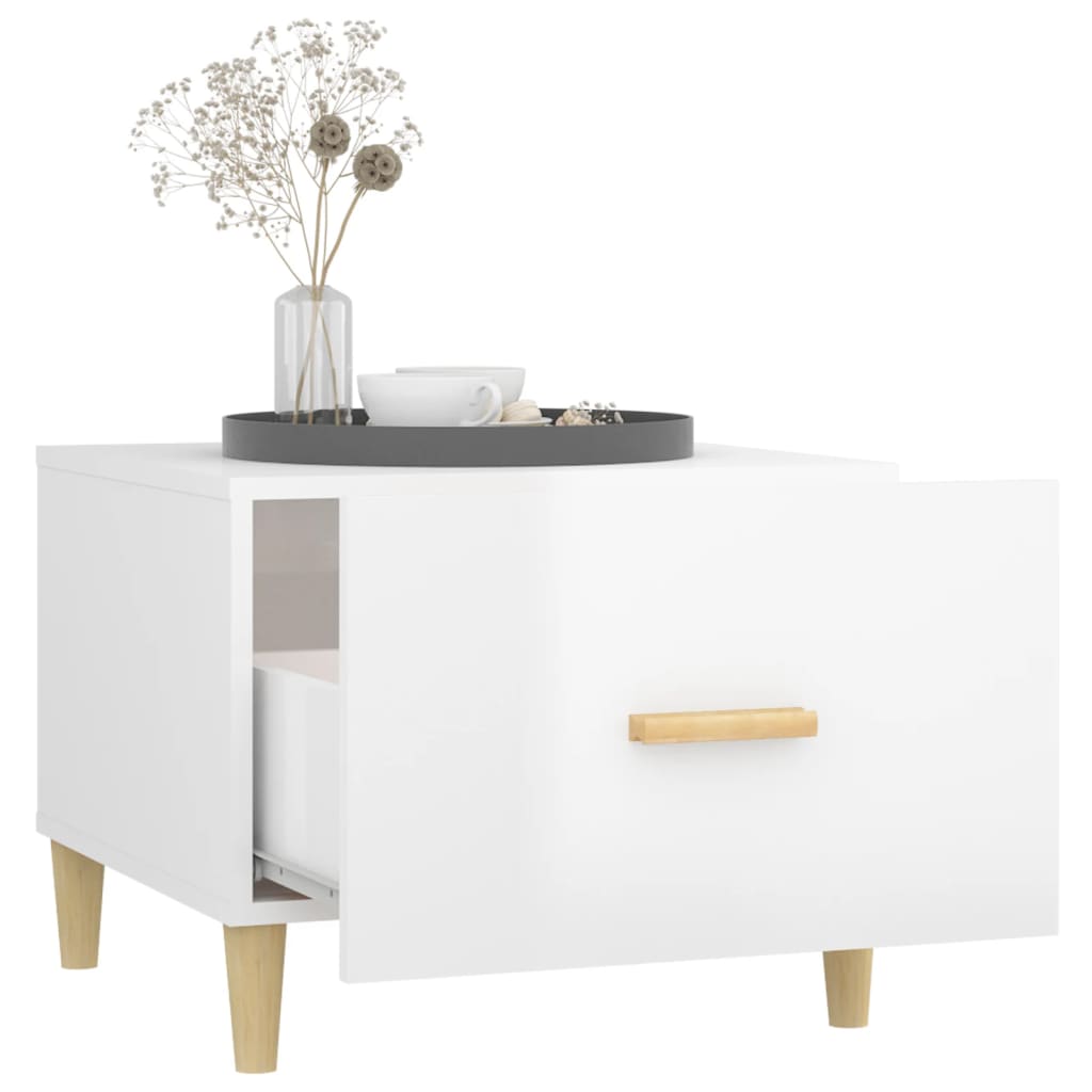Coffee Table High Gloss White 50x50x40 cm Engineered Wood