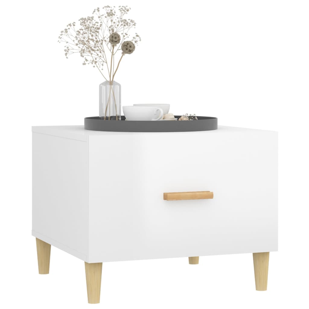 Coffee Table High Gloss White 50x50x40 cm Engineered Wood