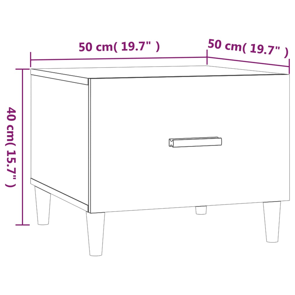 Coffee Table High Gloss White 50x50x40 cm Engineered Wood